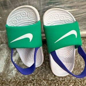 Nike Green and Blue Slide Sandals for Toddler